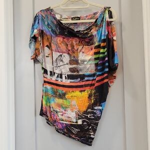 Colorful Asymmetrical Women's Blouse